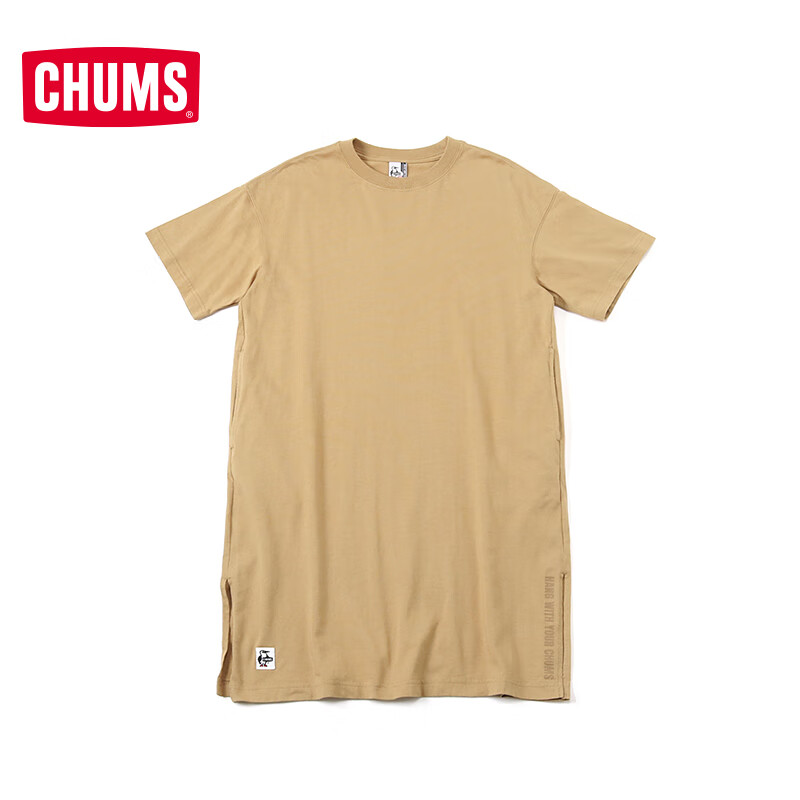 CHUMS洽洽鸟户外连衣裙休闲舒适女圆领条纹纯色裙子合集 CH18-1297-G004 L