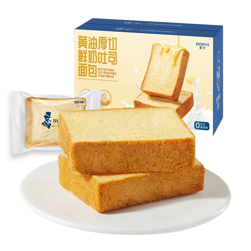 豪士黄油厚切鲜奶吐司面包460g 代餐面包早餐健康零食办公室休闲
