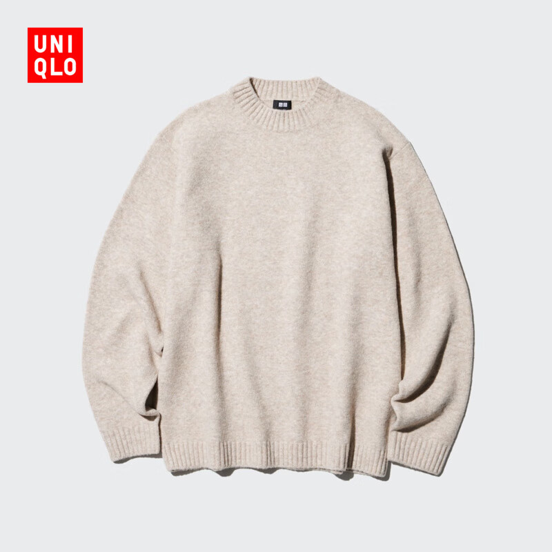 优衣库男装女装Souffle yarn舒芙蕾圆领针织衫/毛衣毛衫471229 31 米色 4XL /185/128C