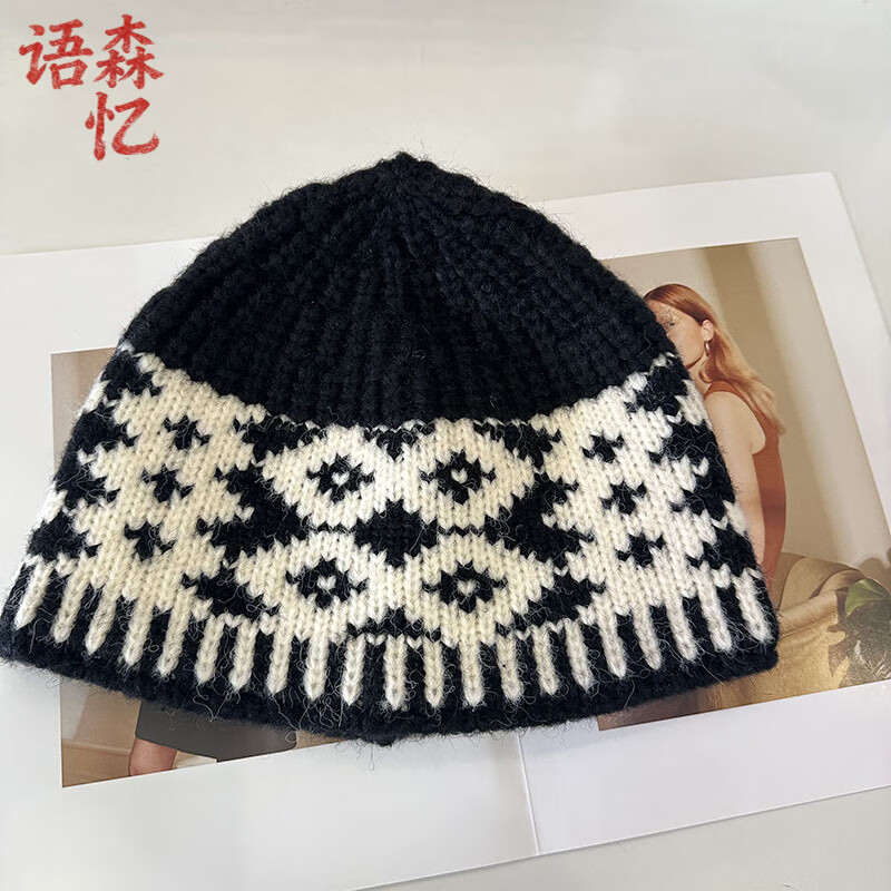 ��ɭ�享�渴�Ű�ͷñŮ�ﶬ��С��ƴɫ��ͷΧ��֯ñ��ůʱ���԰�ë��ñ ��ɫ-�������ΰ�ͷñ ����