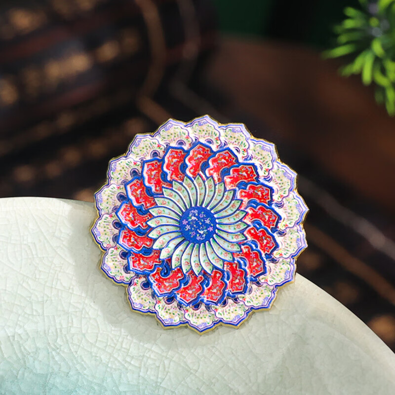 小雕匠博物馆文创AR金属冰箱贴徽章北京故宫上海西安武汉南京纪念 云锦花影】AR冰箱贴+徽章