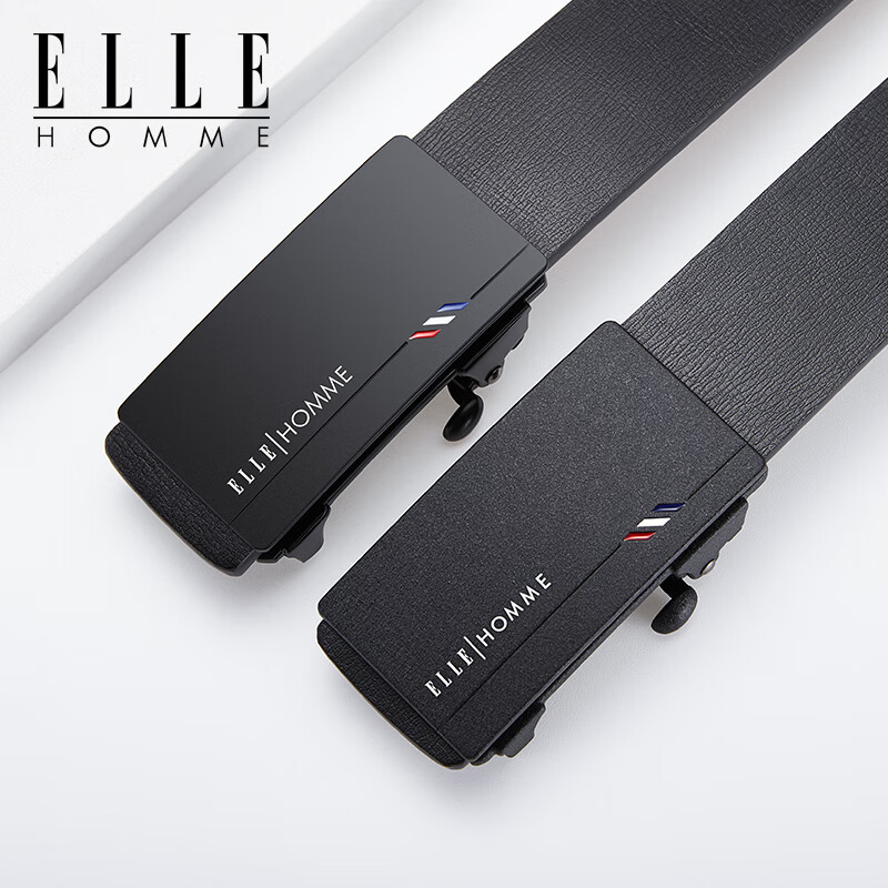 ELLE HOMME男士皮带男真皮无牙自动扣腰带商务裤带高档生日元旦礼物送男友 【专柜礼盒】902047-磨砂款 115cm （140斤-160斤适用）