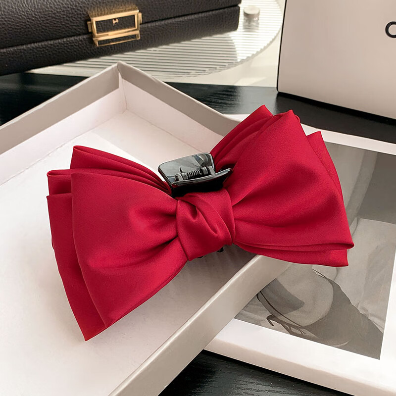 jennie金智妮同款发夹女公主头蝴蝶结抓夹大号后脑勺鲨鱼夹子头饰 酒