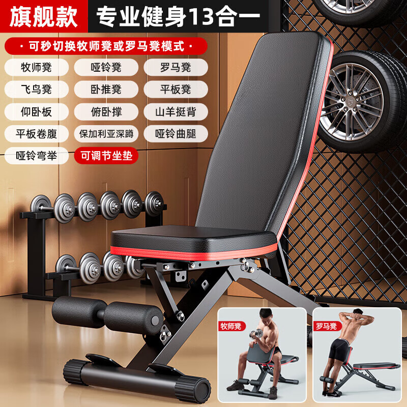 DALYKATE德国哑铃凳卧推男士仰卧起坐辅助器家用健身椅多功能运动器材专业 旗舰13合1