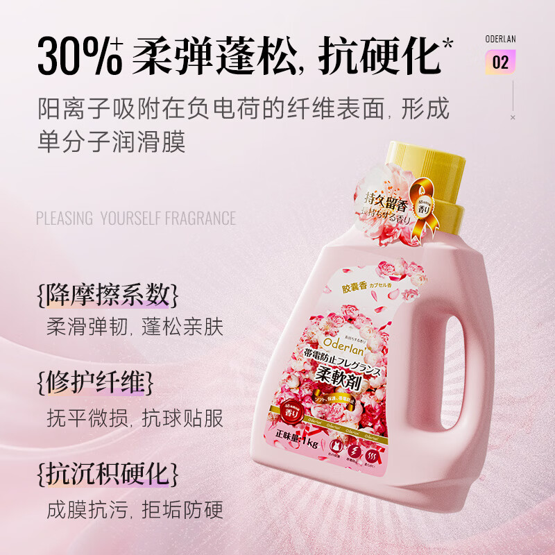小琳家族欧蝶兰柔顺剂微胶囊锁香持久留香衣物柔顺剂除味防静电家庭装 欧蝶兰持久留香柔顺剂1kg*2瓶