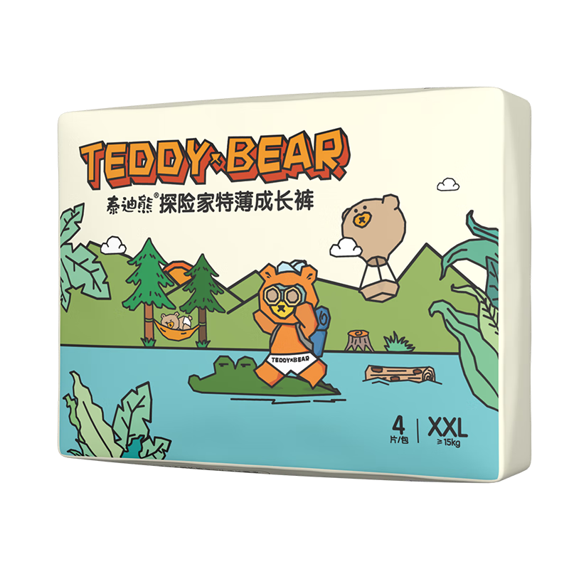 ̩���ܣ�Teddy Bear��������/ֽ���̽�ռ�2.0�ر�Ӥ����ʪ�������װ����͸����� ������XXL8Ƭ(����24-34��)6.9Ԫ