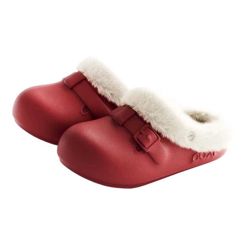 樸西女士冬季博肯可拆卸棉拖鞋復(fù)古輕盈軟彈保暖外穿防滑百搭情侶棉拖 安哥拉紅 40-41