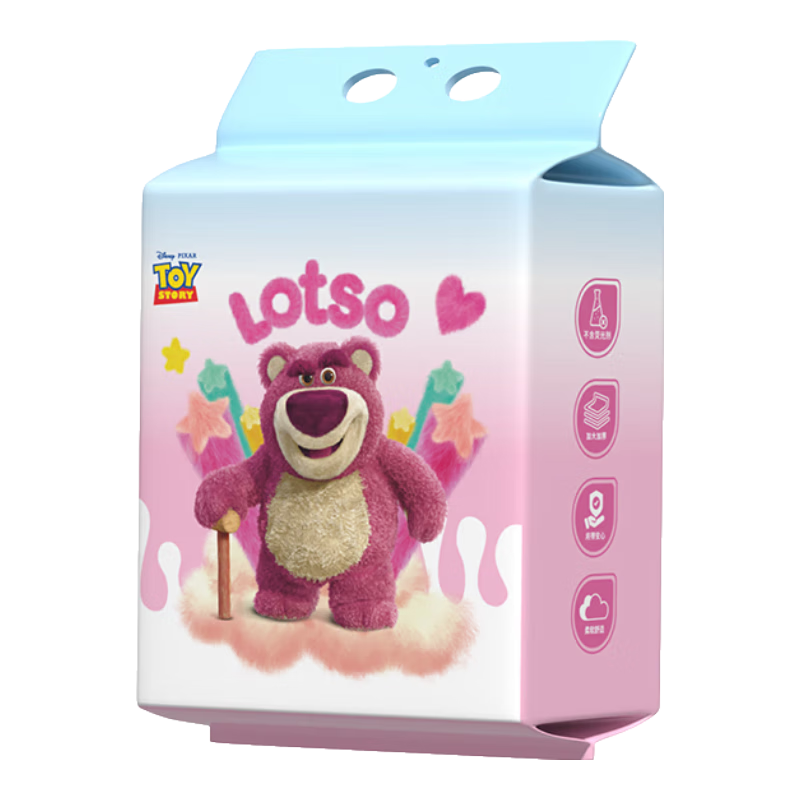 迪士尼草莓熊悬挂式洗脸巾加大加厚干湿两用棉柔巾100抽*1提 厚款 1提 100抽