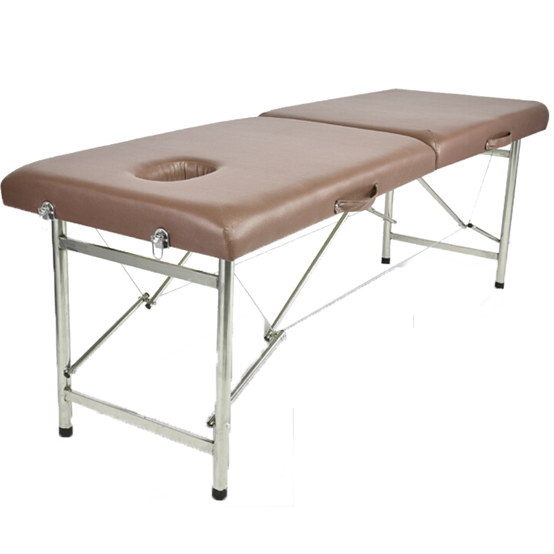 按摩床折叠美容床家用推拿床诊断床火疗床病理床便携式手提正骨床诊断床纹身床艾灸床理疗床 咖啡【双杠款】【180*60*65cm】