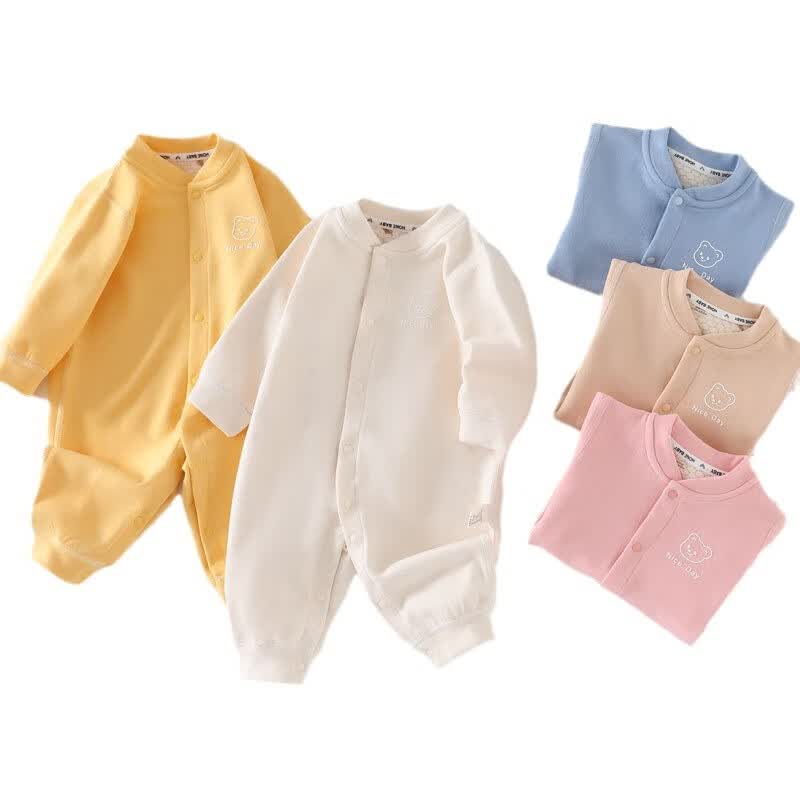 温小影宝宝秋冬新款温变连体衣婴儿无骨长袖爬服新生儿加厚保暖安阳童装 米色温感连体保暖 59cm (5-10斤合适)