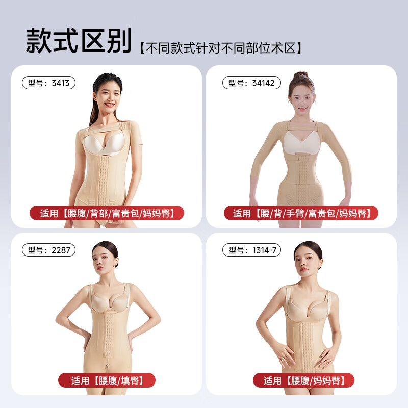 倩美腰腹环吸吸脂术后塑身衣手臂抽脂术后一期富贵包束腰强力重压塑形 34142黑色【腹背+富贵包+手臂】 S