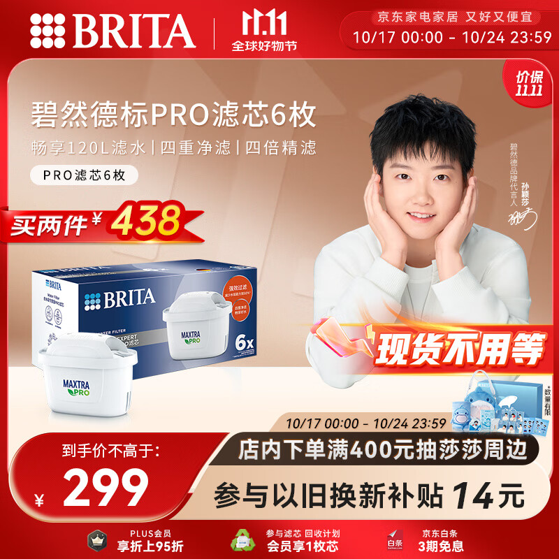 碧然德（BRITA）家用净水壶 滤水壶滤芯 MAXTRA Pro WLE 去水垢专家版PRO滤芯6只装