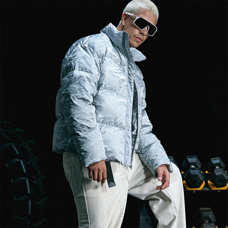 MUSCLE DOG肌肉狗 羽绒服男2025新款秋冬90绒立领防风保暖防泼水鸭绒外套 银色 L