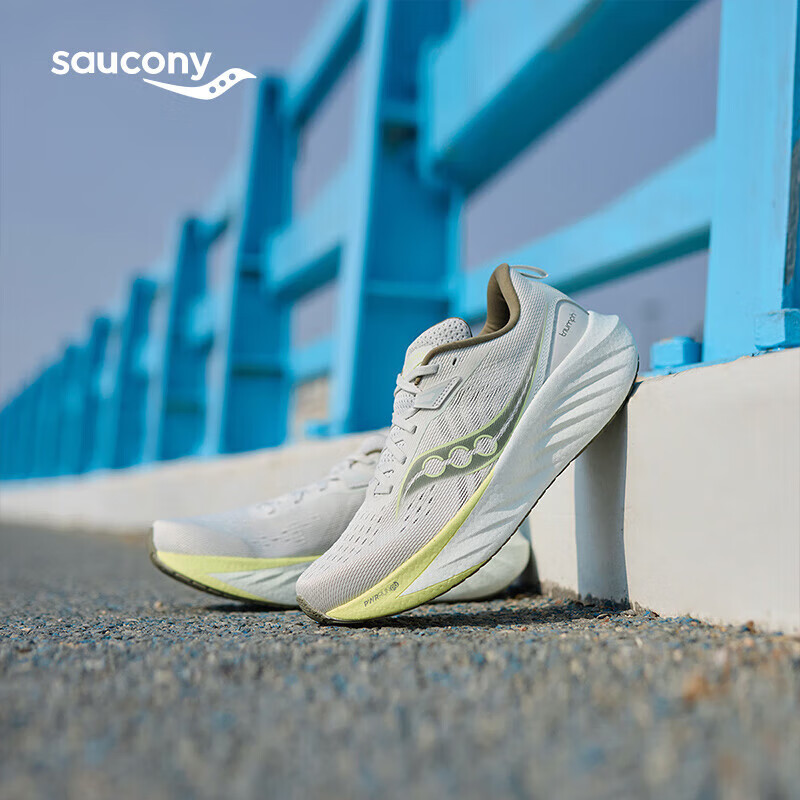 Saucony索康尼彭于晏同款胜利22跑步鞋男缓震舒适慢跑鞋灰绿43