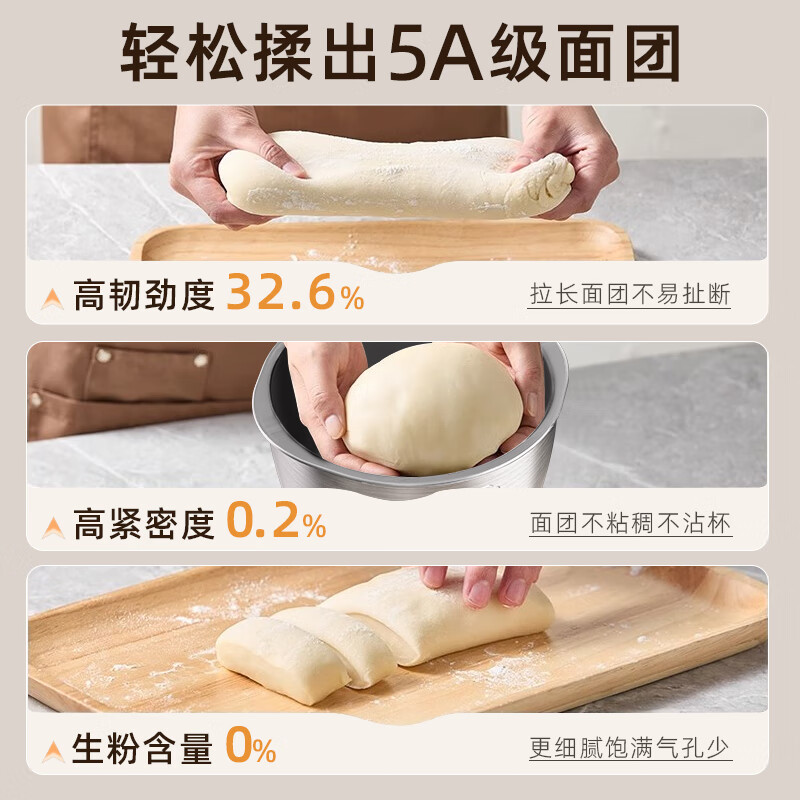 扬子和面机家用揉面机厨师机全自动多功能智能和面搅面机面包面粉发酵醒面H-001 【家庭大容量款】一键自动和面  智能免看管 7L