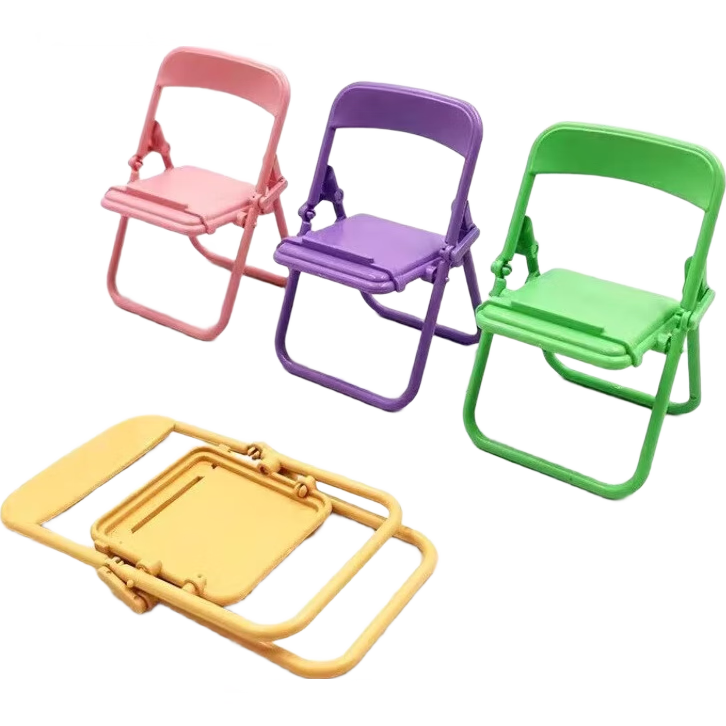 骑行配件手机支架桌面卡通小凳子支架迷你小型桌上摆件通用手机座 手机支架-颜色随机1个装