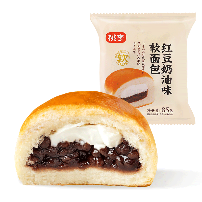 桃李红豆奶油软面包营养早餐手撕夹心面包蛋糕点心零食整箱595g