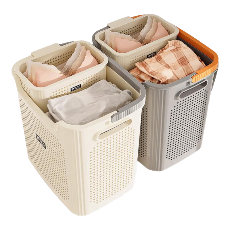 稻草熊家用脏衣篓脏衣服收纳筐脏衣篮卫生间放衣服神器浴室洗衣篮收纳筐 大号绅士灰+内衣篮