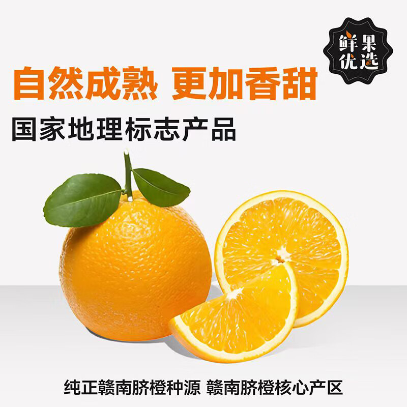 本甄心选正宗赣南脐橙新鲜橙子产地直发赣南早橙爆甜爆汁孕妇小孩水果 10斤汁水充足果王/果径90mm以上/净重9斤