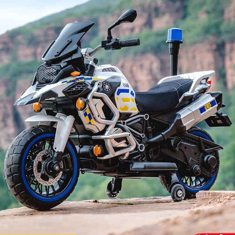 孩儿乖超大款儿童电动摩托车双人双座男女宝宝大人小孩双人充电生日礼物 白色警灯静音电机+24v8超大电瓶+皮座+软轮