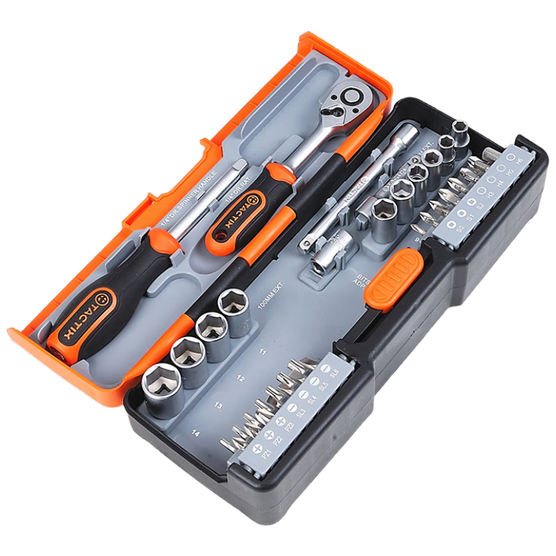 拓為棘輪扳手螺絲刀套裝帶套筒批頭延長(cháng)桿43件套家用維修工具365060