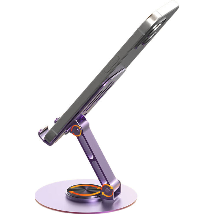 全金属手机支架360度旋转机械折叠桌面追剧网课通用苹果17华为小米懒人直播便携 特惠款-直线镂空灰【全金属】360°旋转折叠