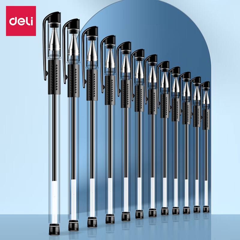 得力（deli）中性笔 6600ES 0.5mm子弹头(黑) (12支)