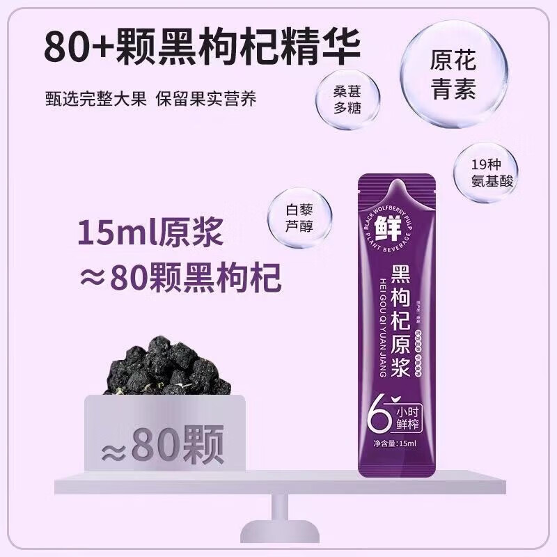 福小禧南同中医药集团早红晚黑枸杞原浆黑红枸杞鲜榨原浆汁早C晚A组15ml 【3盒红枸杞+3盒黑枸杞15ml*60条】组合装