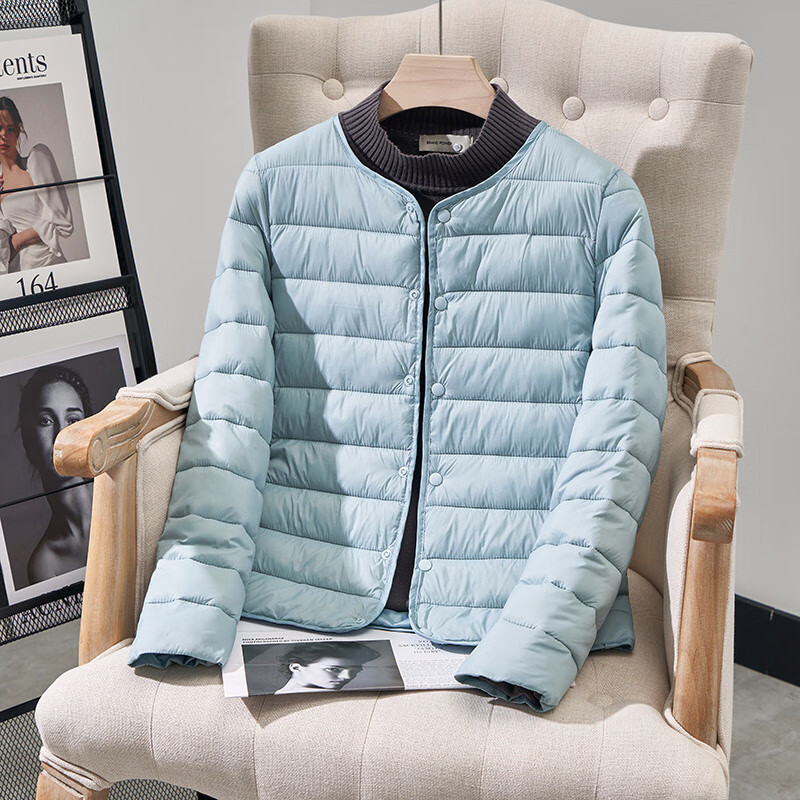 羘东来品质羽绒服内胆反季处理轻薄棉衣女短款2025新款秋冬贴身 棉衣水蓝色 明天恢覆69 L 90-100斤