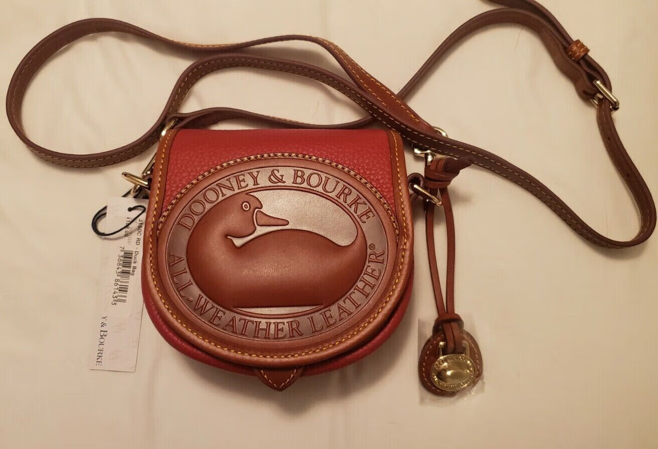 dooneybourke美国db鸭子复古牛皮撞色迷你斜挎包马鞍小圆包 红色