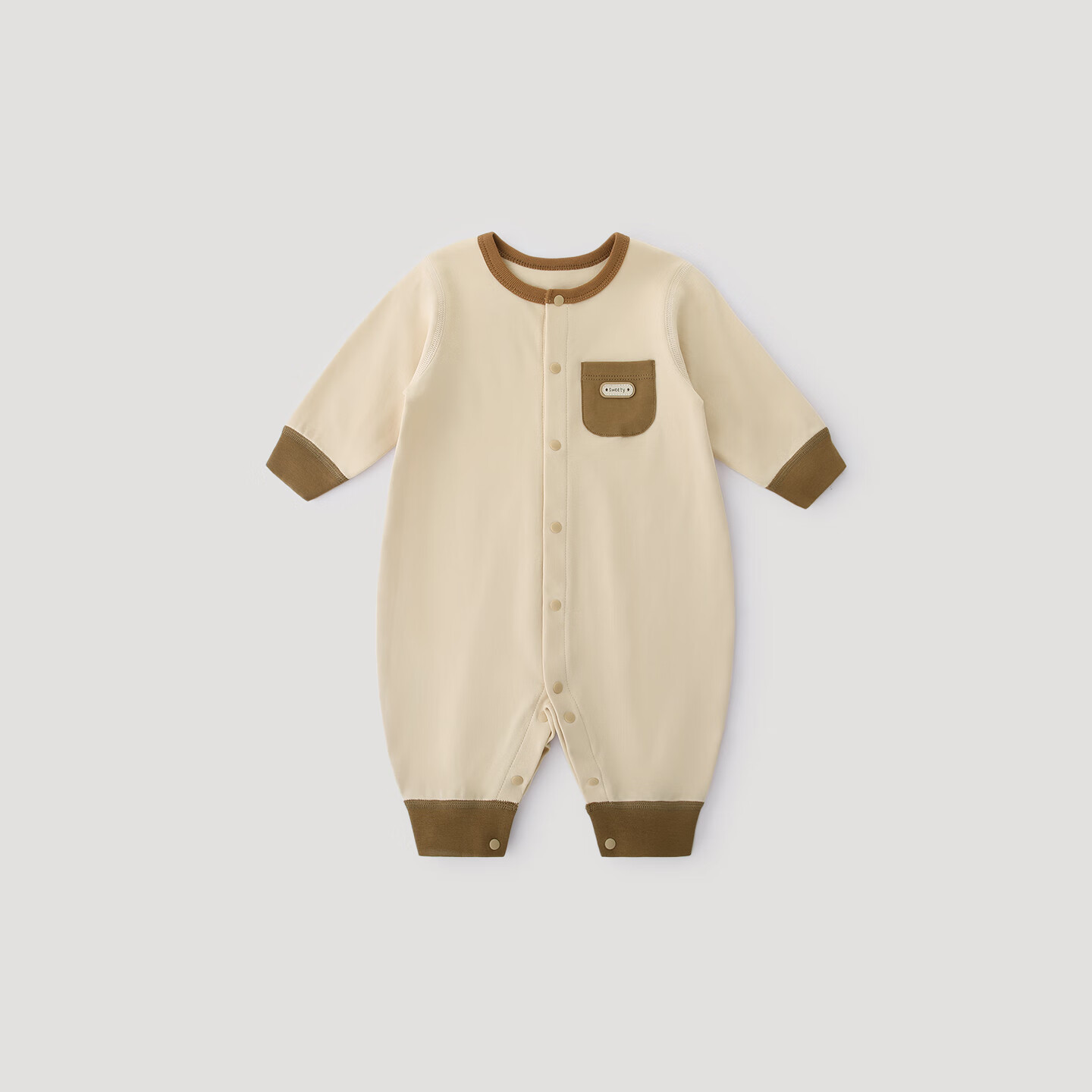 巴厘小猪宝宝秋装哈衣新生儿春秋纯棉a类连体衣小月龄衣服秋款婴儿外出服 秋沙色 80cm