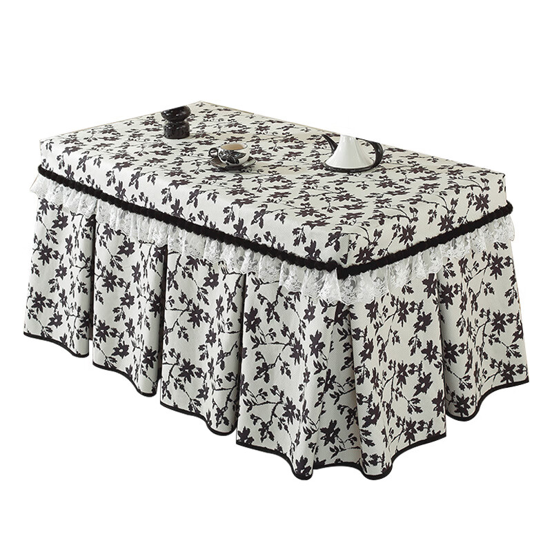 鹿婕美式轻奢烤火罩套长方形电炉罩高级感取暖烤火桌子罩套冬季烤火被 山茶花烤火罩-咖色 支持定做联系客服