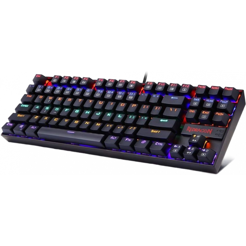 紅龍（REDRAGON） K552 有線游戲機(jī)械鍵盤(pán)彩虹RGB背光電競(jìng) 防塵 適用于Windows 黑色 紅軸