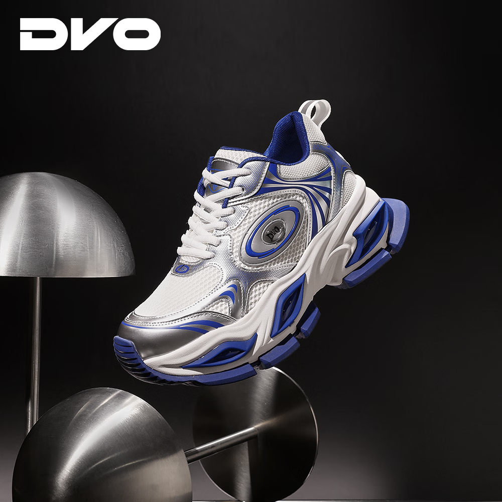 DVO10CM隐形内增高鞋男冬季新款超火炫酷网面运动休闲百搭厚底老爹鞋 银色 41 男码