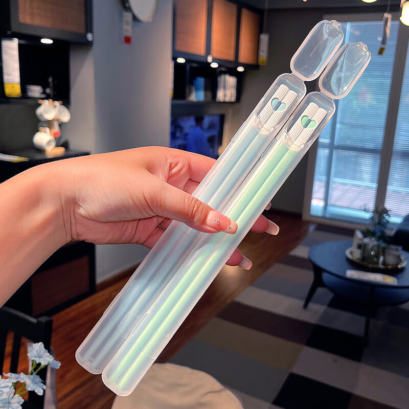 单人筷子可携式情侣餐具一人一筷装个人专用家用 【情侣爱心筷】粉色+绿色+筷盒2