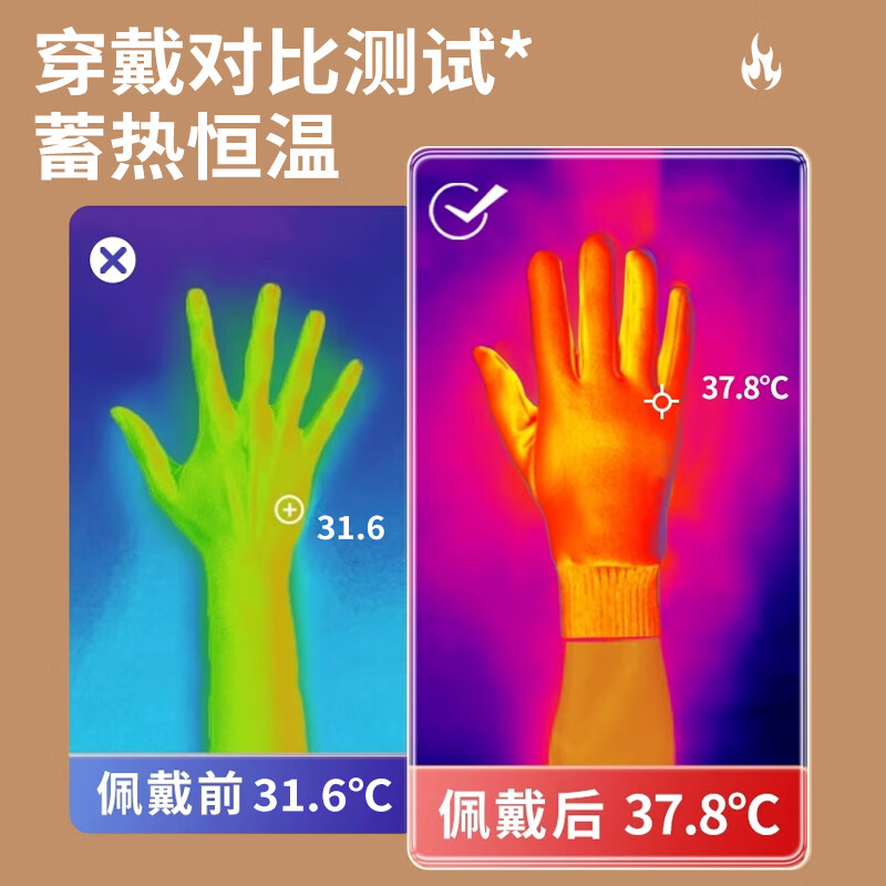 足力健保暖手套男女秋冬抓绒加厚骑行防风可触屏弹力针织中老年户外 黑色 均码 1双