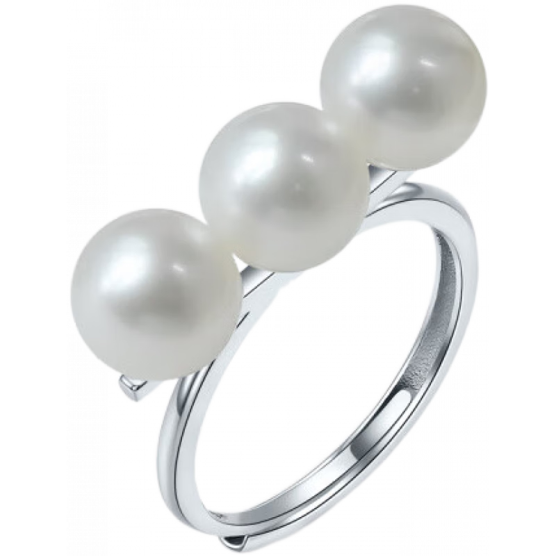 珍珠皇后（PearlQueen）淡水珍珠戒指女7-7.5mm珍珠戒指 圓形珍珠 圓形強光微瑕 7-7.5mm