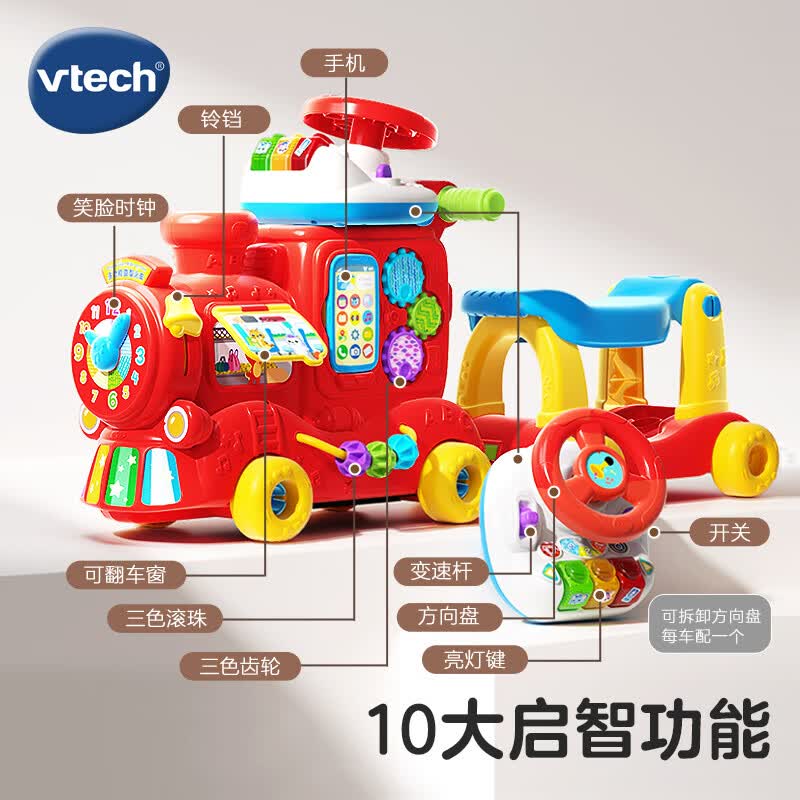 伟易达（Vtech）5合1火车滑行踏行车学英语数字积木玩具学步1-3岁 25新款多功能火车-升级5玩合1