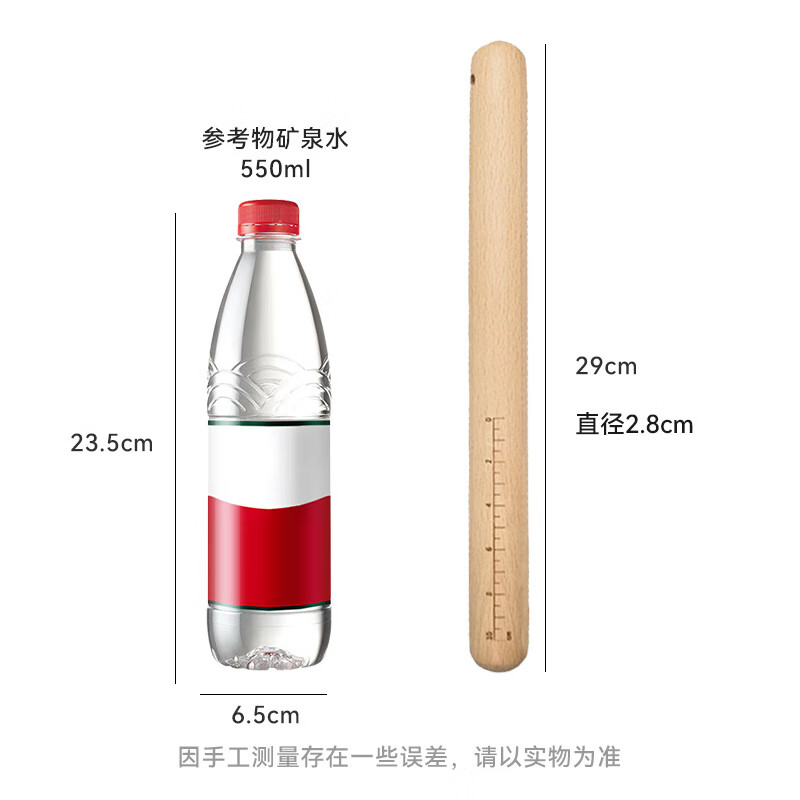 唐宗筷擀面棍家用实木擀面条水饺皮榉木擀面棍大号烘焙用烘焙工具 中号-日常家用榉木实芯擀面棍
