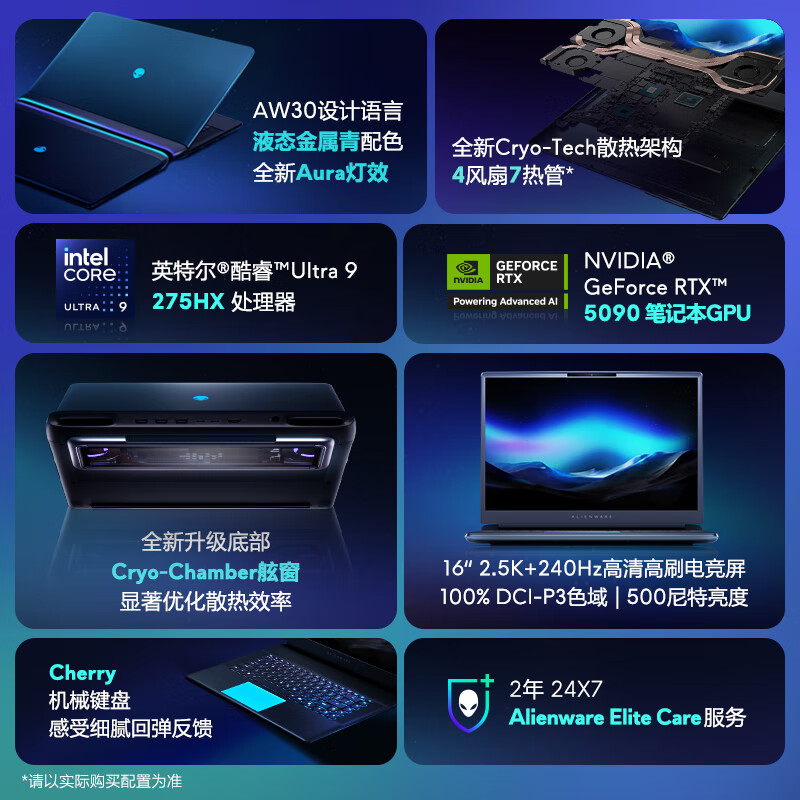 外星人(Alienware)游戏本国家补贴AREA-51 16英寸高性能笔记本电脑 5090显卡 酷睿Ultra 9 32G 2T 2.5K 240Hz 1993QB