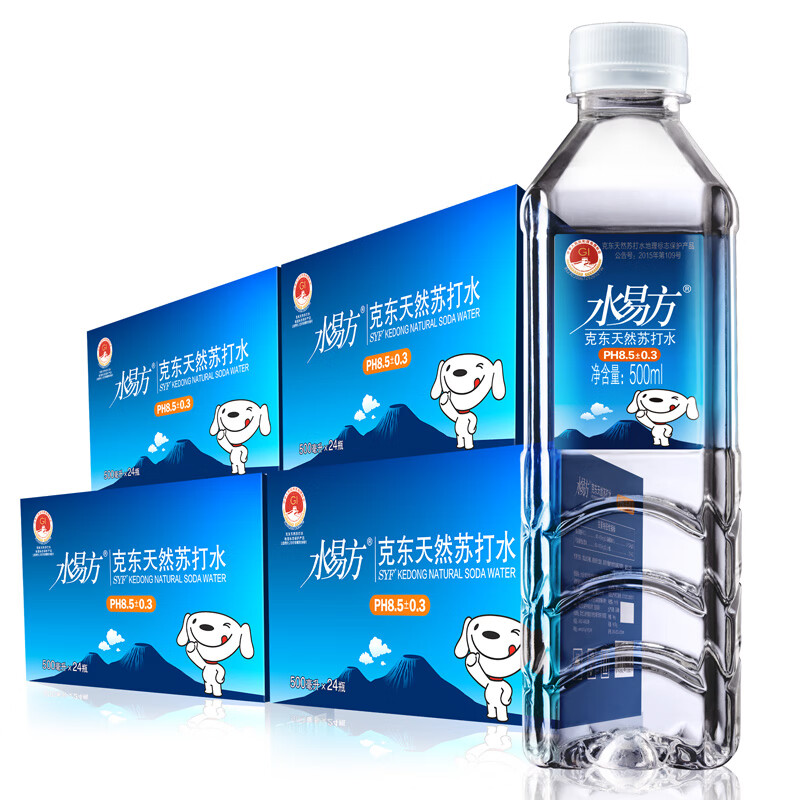 (syf)克东天然苏打水500mlx24瓶*4箱无汽弱碱性饮用水苏打水联名定制