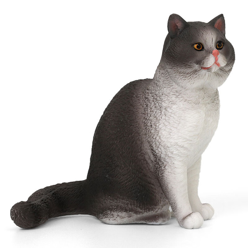 mechile仿真动物模型儿童玩具宝宝认知棕熊白灰猫3-6岁儿童礼物 白灰