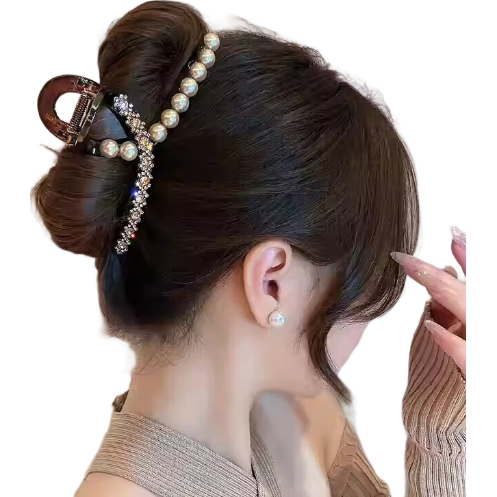 2026新款高级感大号抓夹轻奢百搭鲨鱼夹后脑勺盘发夹发卡韩版 轻奢款闪钻强抓力抓夹13CM