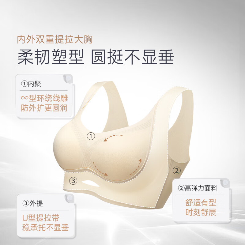 奶糖派(Candy la vie)线雕系列无痕承托粉底液内衣女无钢圈大胸显小文胸聚拢胸罩送女友 线雕PLUS-黑色 M 2【75D-E,80C-D】