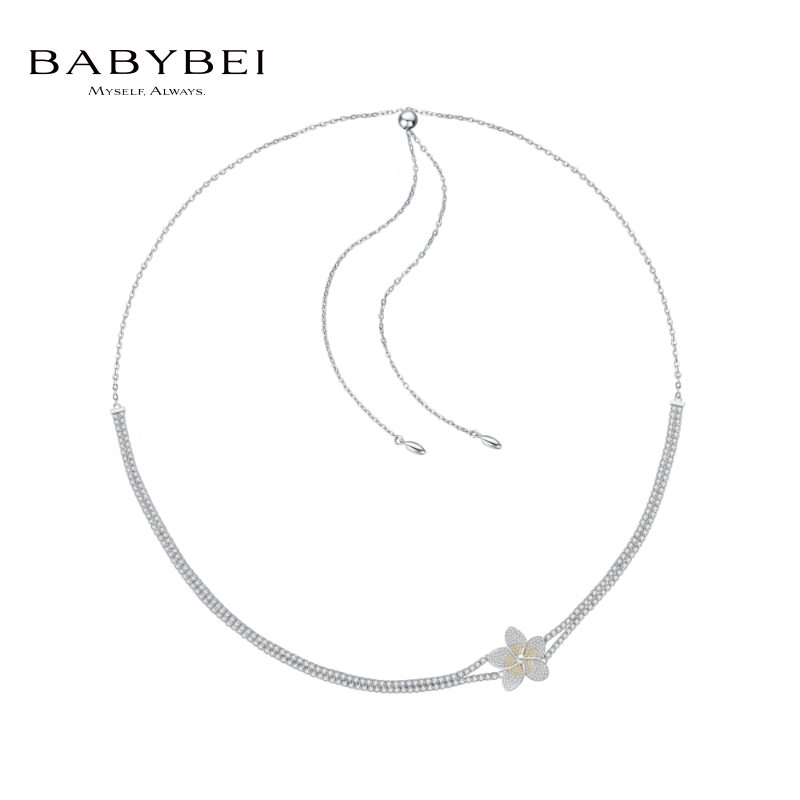 babybei初贝鸡蛋花项链项圈925银贝珠爆闪双层链华丽高级千金晚宴小众