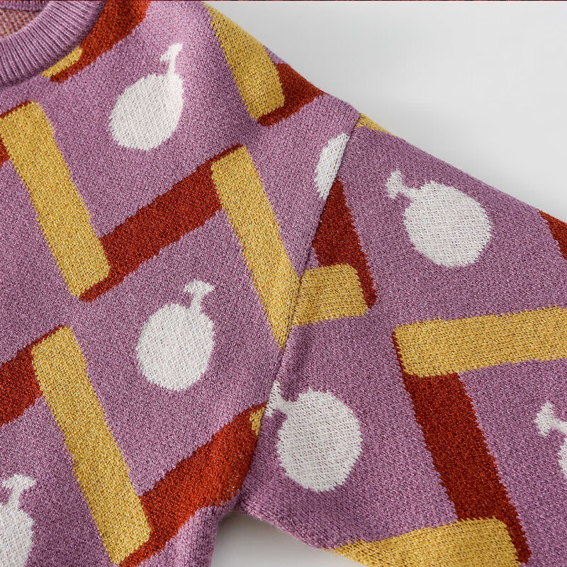 棉花堂（cottontown）【抗静电】棉花堂儿童宽松保暖毛衣男童女童宝宝复古套头针织衫 蓝色 140 140/68