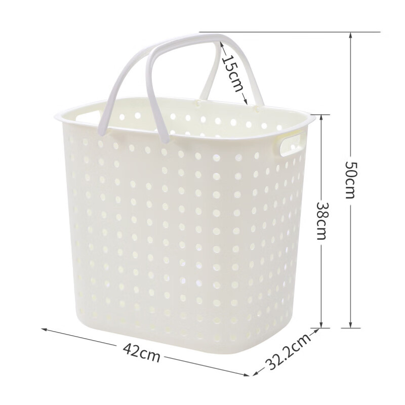 歐潤哲大號臟衣籃手提家用衛生間收納筐塑料臟衣簍 白色 42x32.5x38Hcm