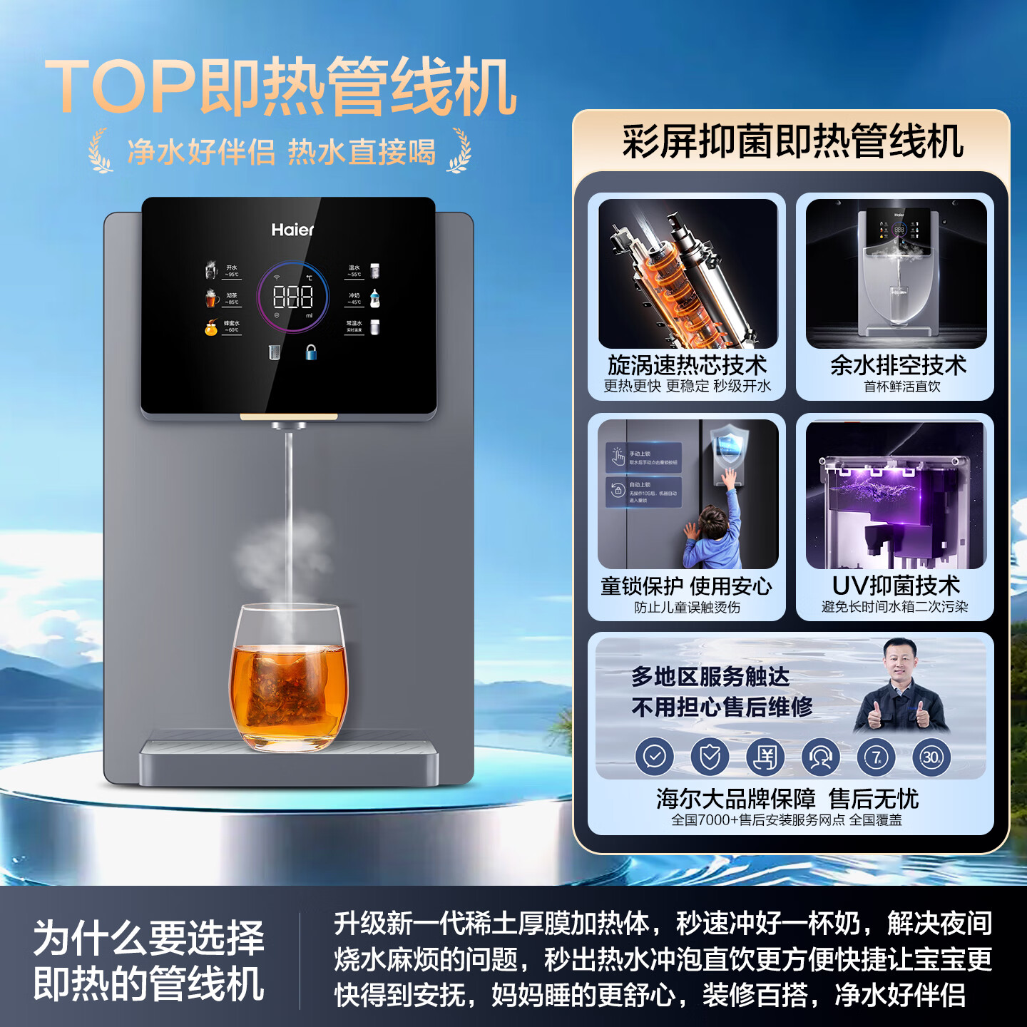 海尔家用净水器厨房净水机双出水RO反渗透鲜活厨下净水过滤 加热净饮套装 25年新款近800G玄晶大通量 【高性价比爆款】母婴级近800G