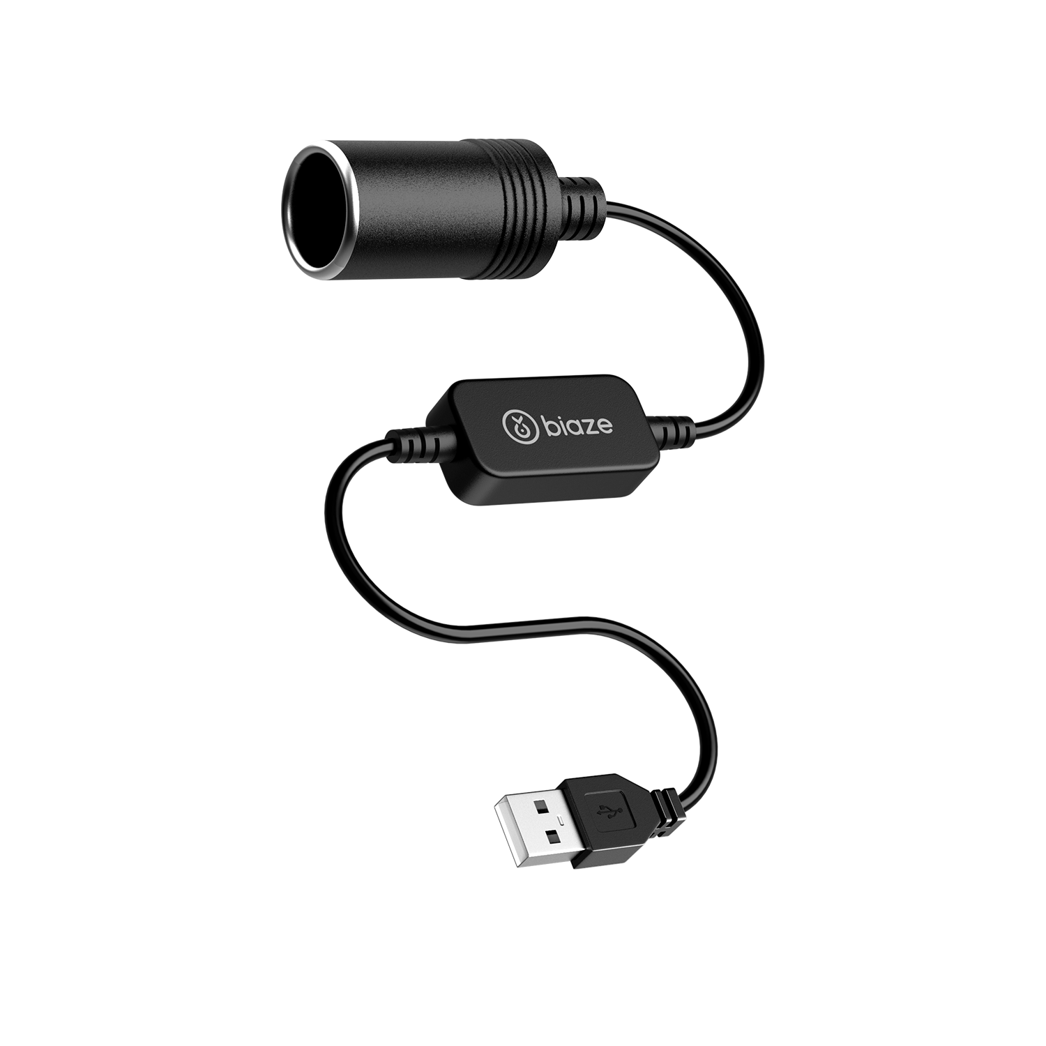 毕亚兹 usb转点烟器母座 车载接口转换器行车记录转换线仪电子狗转接线净化器5v升压12v电源线0.3米