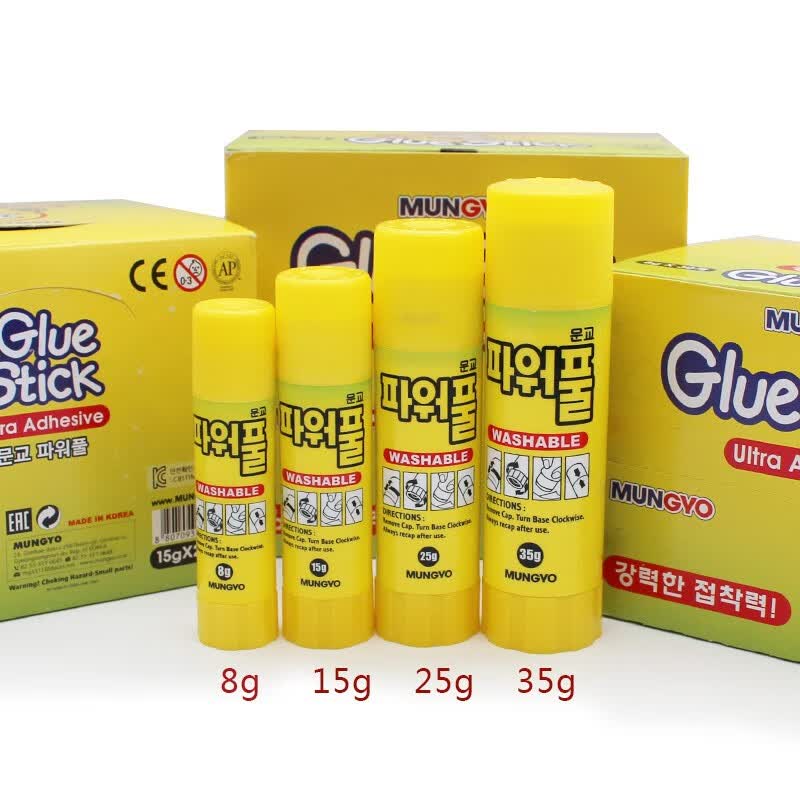 亚众 南韩固体胶棒粘性好MUNGYO GLUE STICK进口 韩国固体胶棒 健康环保胶 35g 12支装